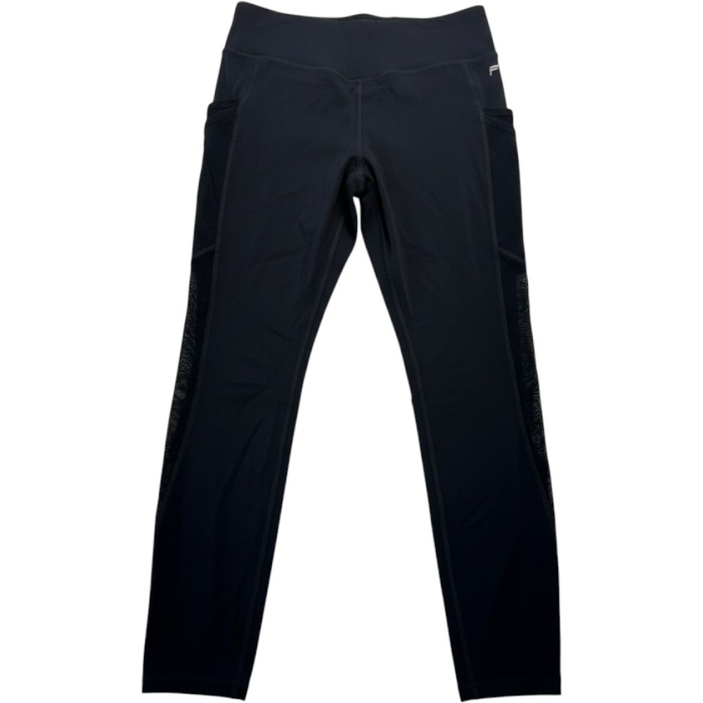 Fabletics Motion 365 Black Cropped Leggings Mesh Side Pockets Performance Large